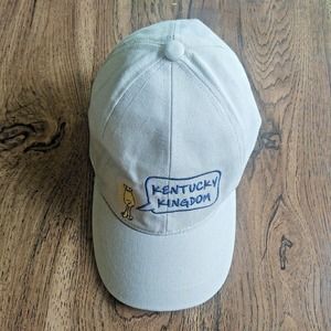 Kentucky Kingdom Youth Hat Baseball Cap Adjustable Strap Lion Logo Beige Cotton